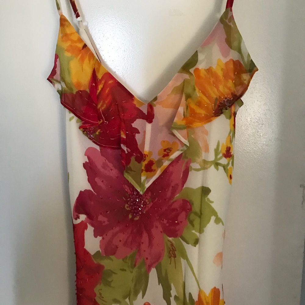 Vintage Floral Midi Dress | Size 2